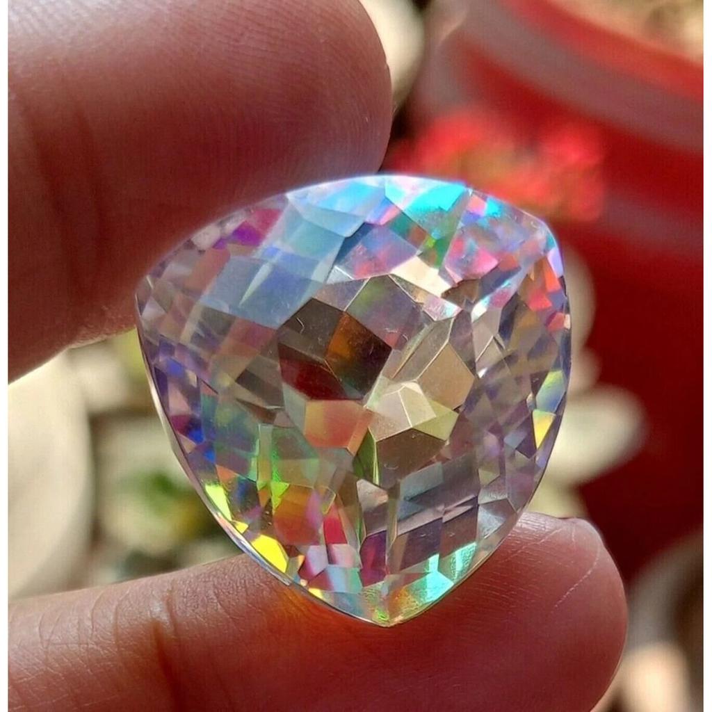 40-42 Ct Rainbow Color Mystic Topaz Brazil Trillion Cut Stunning Loose Gemstone