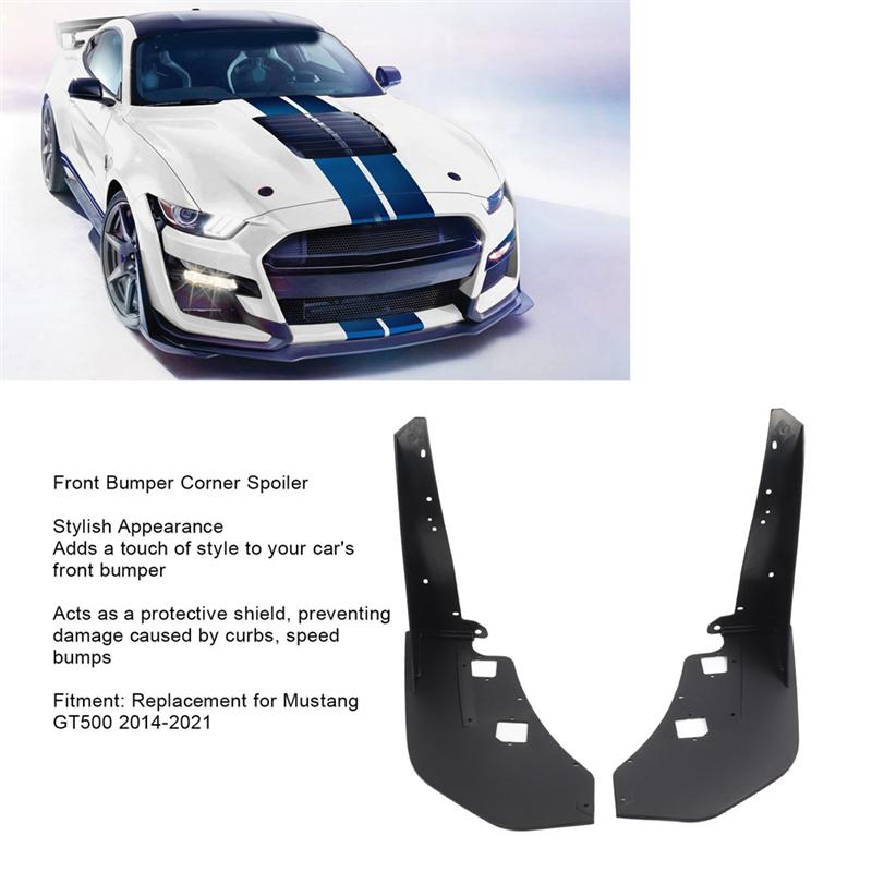 Ac29-1Pair Of Front Bumper Corner Spoiler Black Prevent Collision Front Side Corner Winglet For Mustang GT500 2014 To