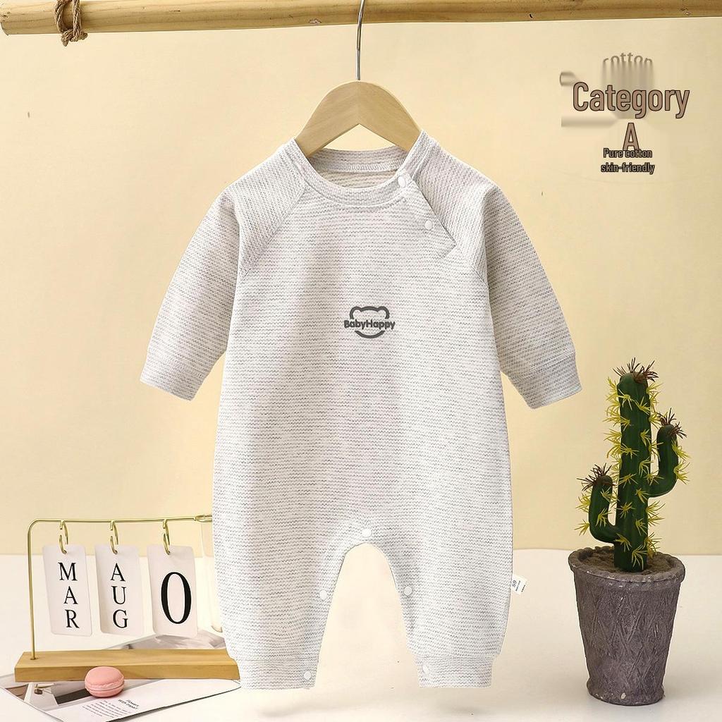 Pure Cotton Baby Romper: Spring & Autumn Long Sleeve Pajamas for Boys & Girls