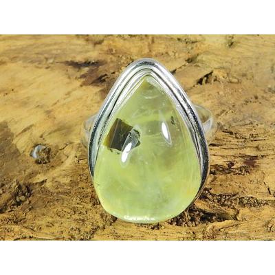 Natural Prehnite 925 Solid Sterling Silver Ring Size US-6 PG-195
