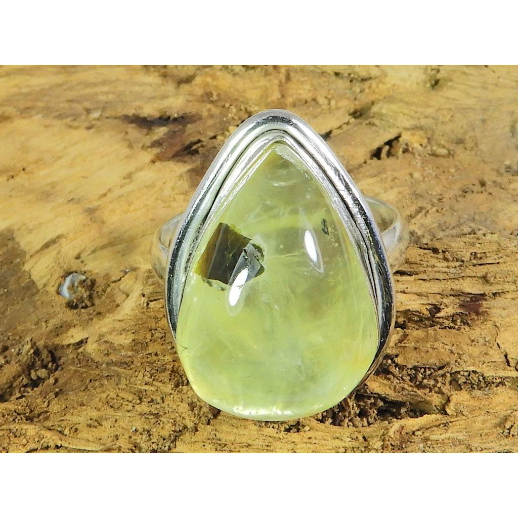 

Natural Prehnite 925 Solid Sterling Silver Ring Size US-6 PG-195