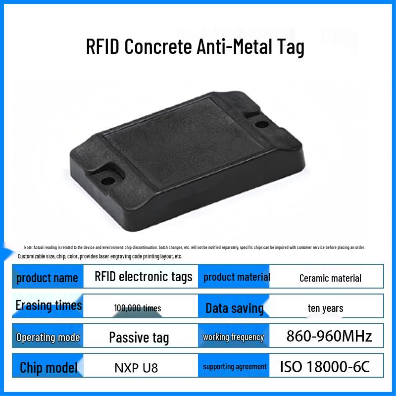 RFID Cement Tag for Concrete Element Identification with Electronic Chip for Building and Pipe Management