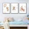 3PCS Frameless Cartoon Balloon Cloud Bear Posters Nursery Pictures Wall Art Canvas Paintings For Baby Kid's Boy Girl Bedroom
