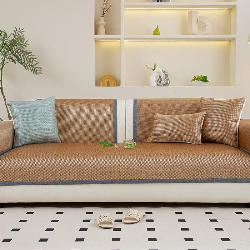 New Modern Simple Rattan Sofa Cushion Summer Sofa Mat Summer Seat Cushion Fixed Cover Towel