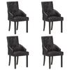 VidaXL Dining Chairs 4 Pcs Black Genuine Goatskin Leather
