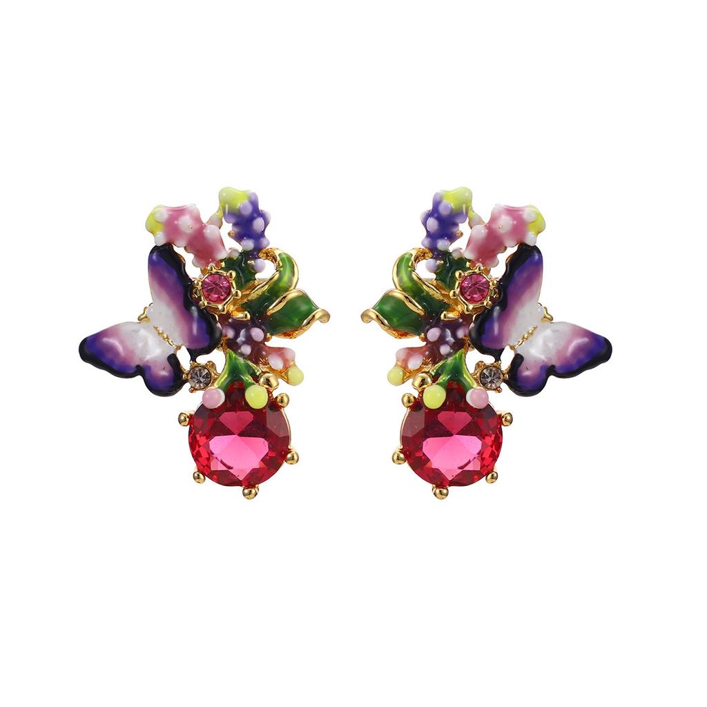 Personalized French Mori Enamel Dripping Oil Niche Bow Earrings Summer Jewelry Three-dimensional Color Stud Earrings