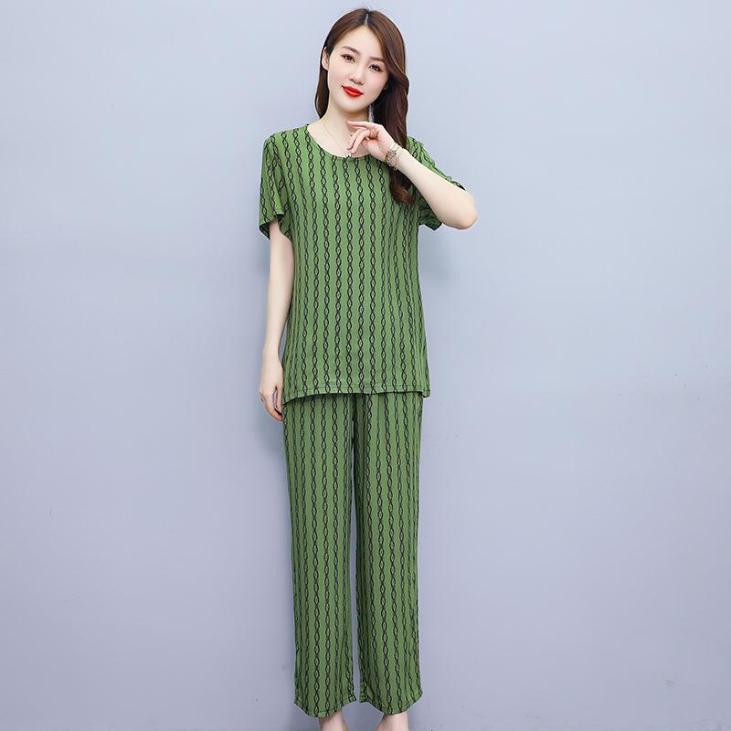Sommarbyxset för kvinnor 2 delar Nytt avslappnat tvådelat set Kvinnokläder Koreansk stil Sommarkläder