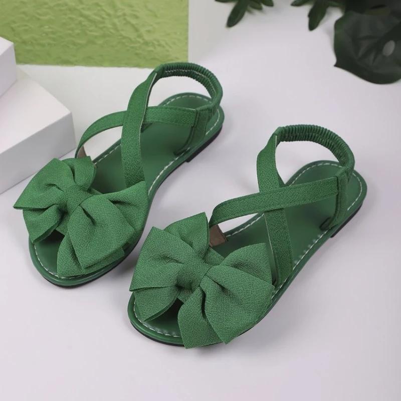 Outdoor Beach Casual Slippers Women Bow Flat Shoes Home Slides Women Sandals 2025 New Summer Lightweight Sandals Women