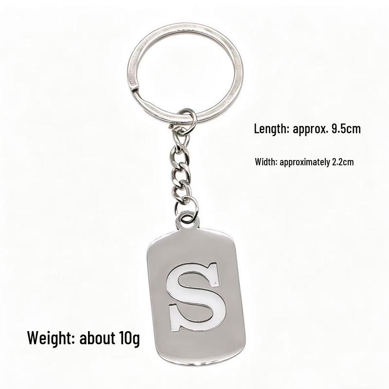 Pendentif Porte-clés 26 Lettres en Acier Inoxydable Creux - Polyvalent pour Sac à Dos, Voiture, Plaque Militaire