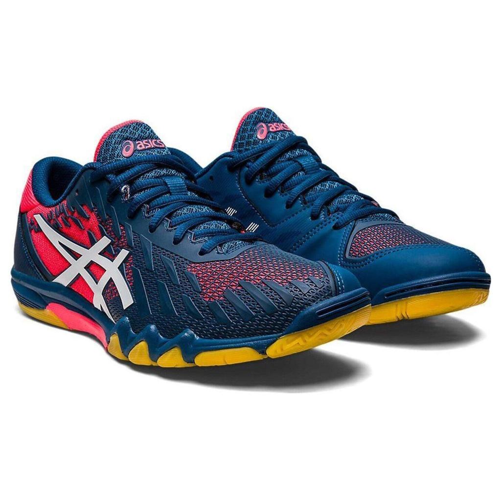Asics Attack Bladelyte 4 Mako Blau Rot Unisex Sneakers Weiß 1073A001-406