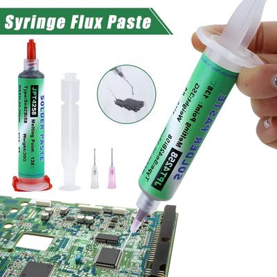 Sn42bi58 SMD-Schweißpaste 138 ℃ Niedertemperatur-Bleifreie Spritze No-Clean-Lötpaste für die Reparatur von iPhones