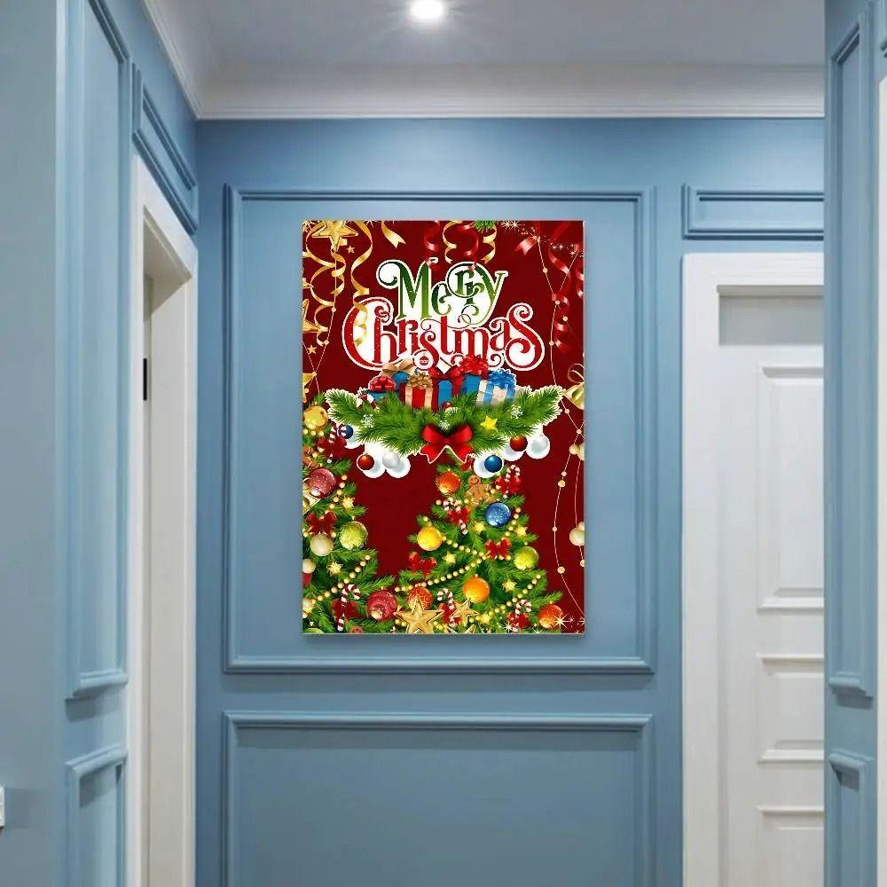 Vintage Christmas Metal Wall Decoration, Holiday Sticker Sign