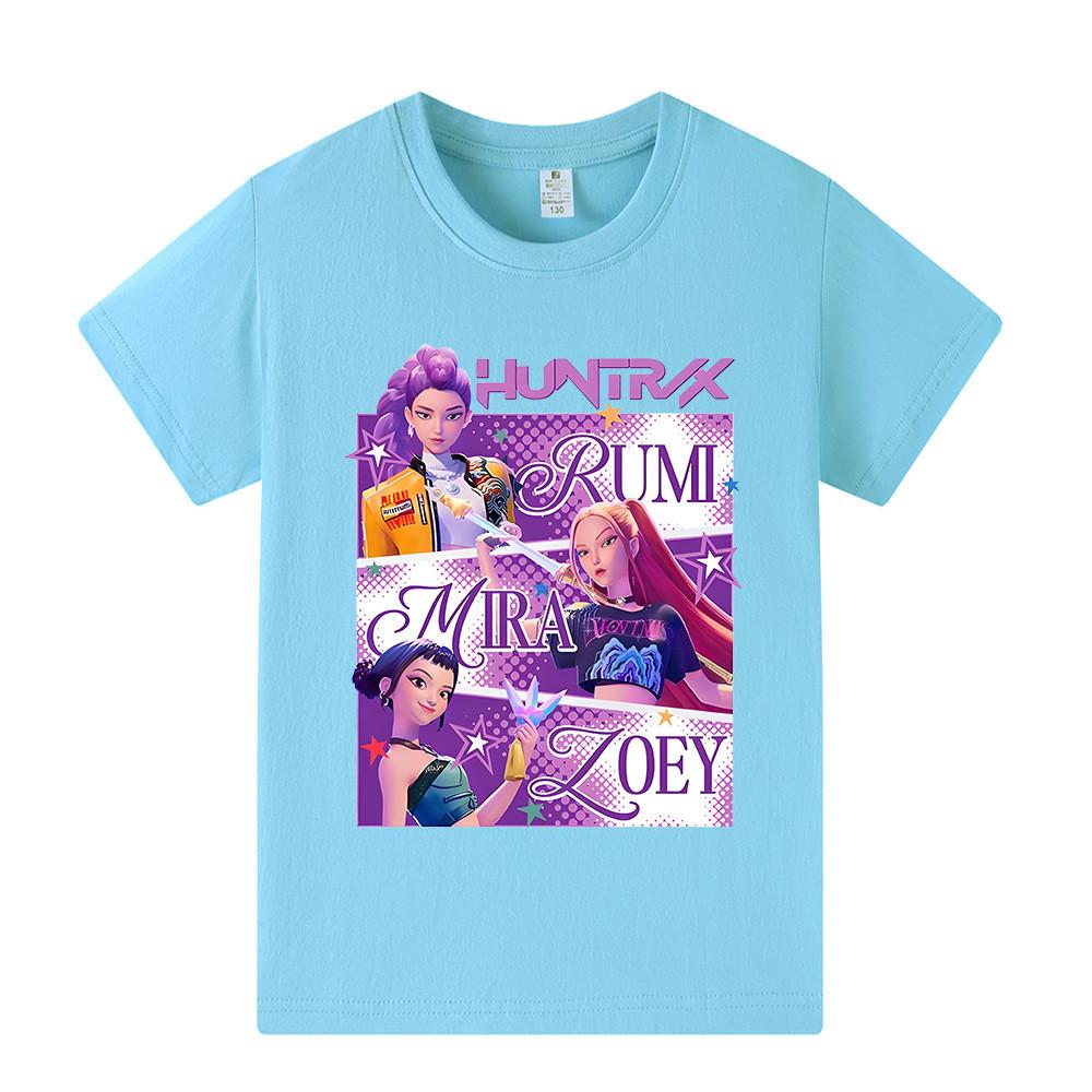 A1199 Kinder Jungen Mädchen Kpop Rumi Zoey Mira Print Kurzarm T-Shirt
