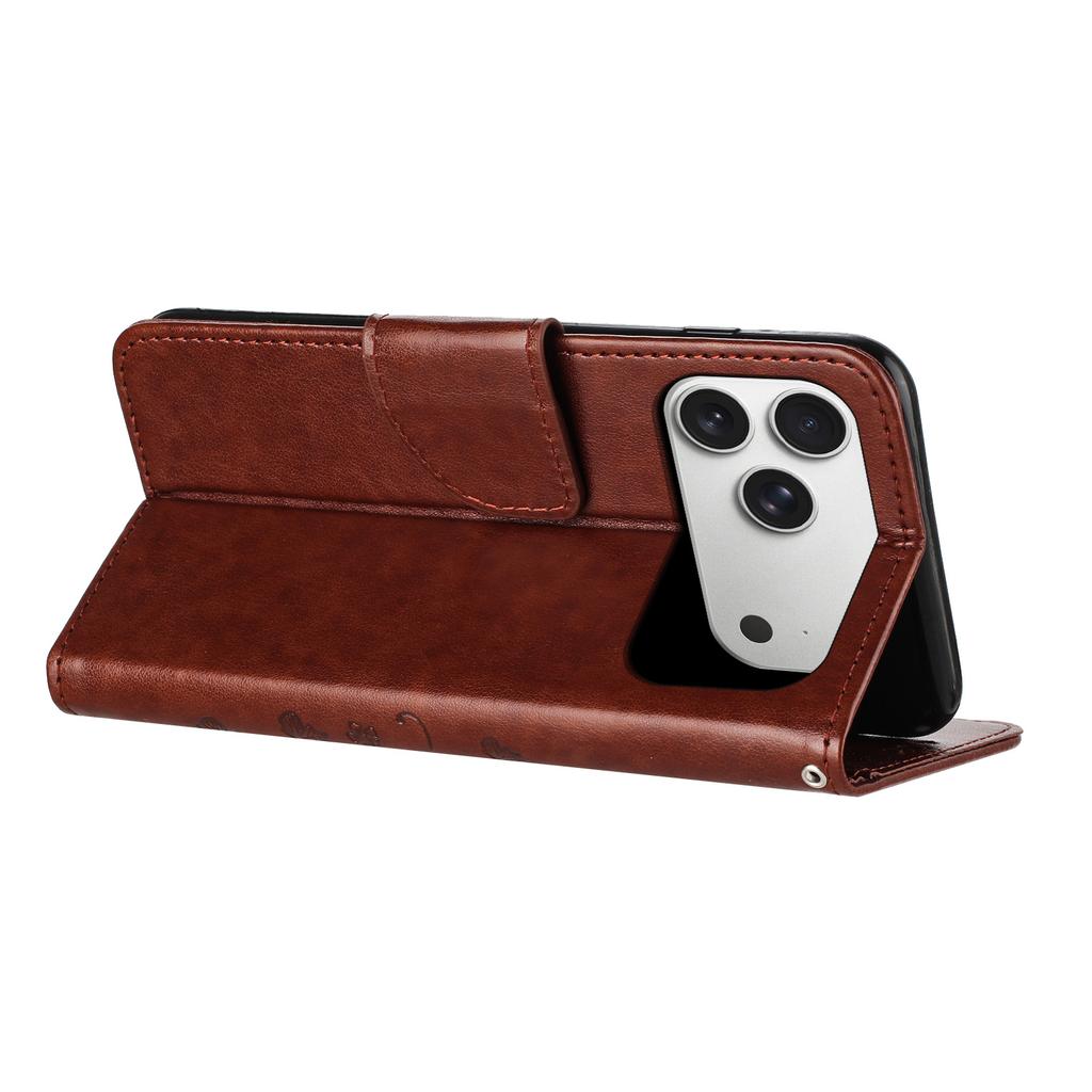 For iPhone 17 Pro Case Imprinted Mini Butterfly Leather Wallet Phone Cover
