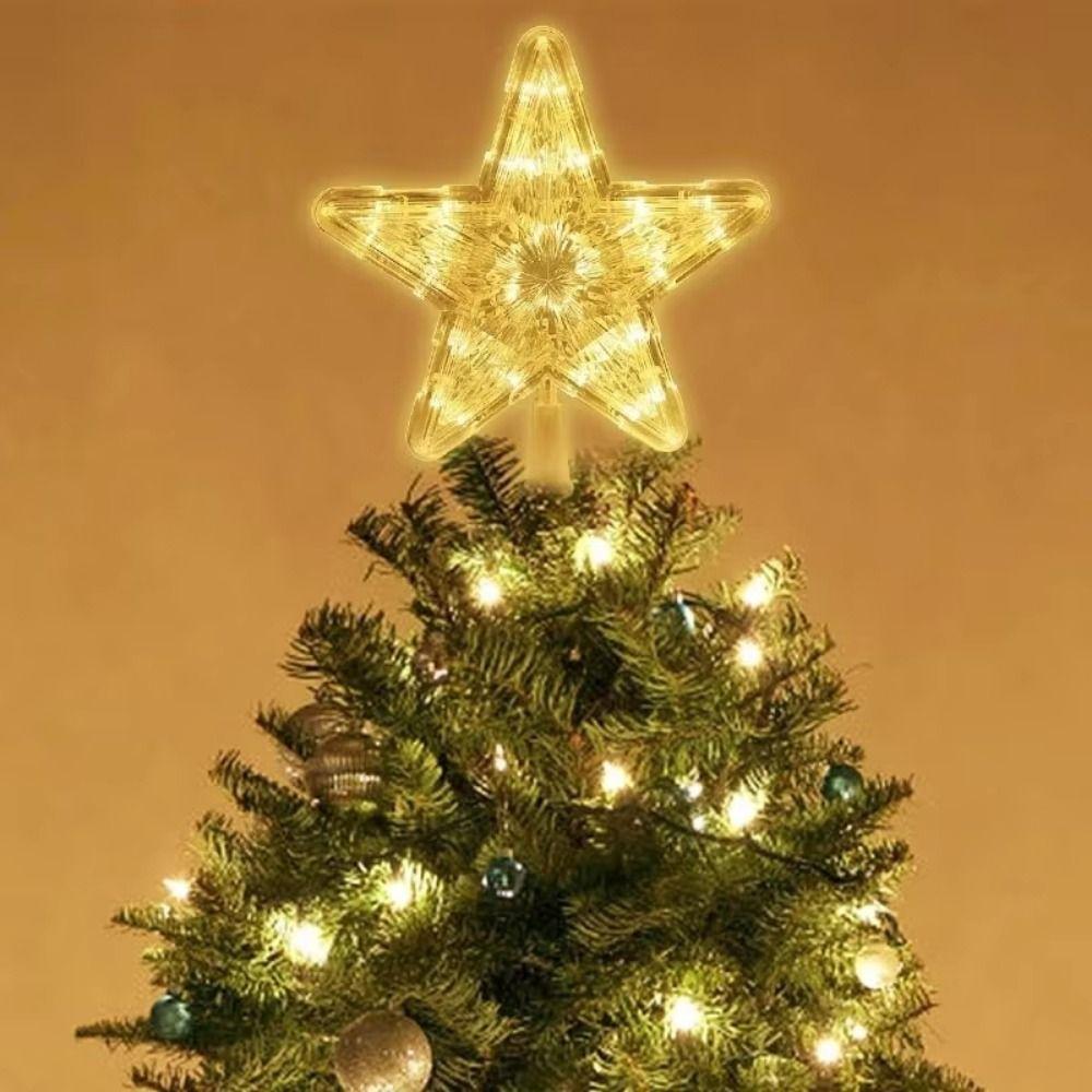 Five-pointed Star LED Lighted Star Glowing Xmas Tree Top Ornaments  Xmas Party