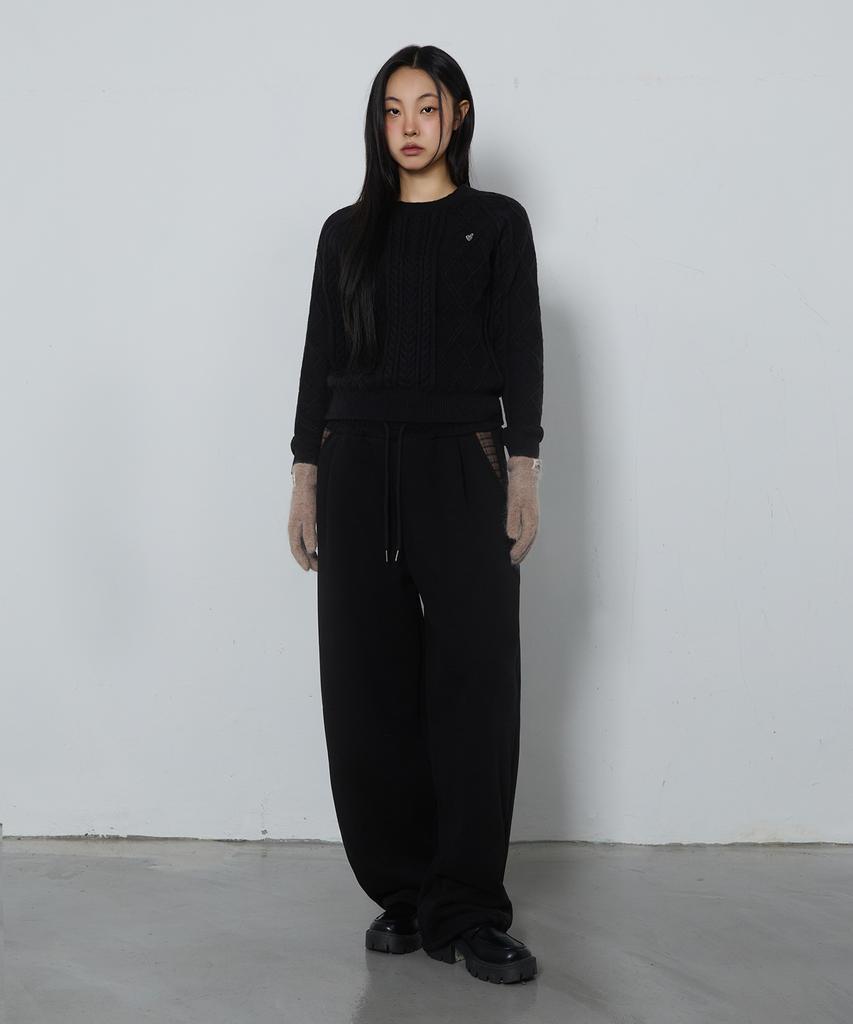 CHICKS (Fleece-Lined Ver) Back Pocket Check Balloon Pants Black