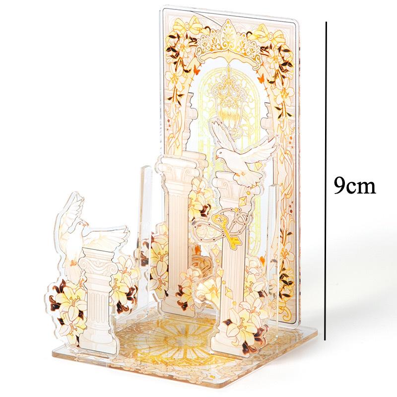 

Acrylic Standing Sign Ornaments Romantic Background Board Cartoon Anime Badge Display Desktop Accessories for Creative Gifts жёлтый