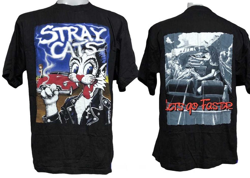 

2 Sides Stray Cats 90s TShirt Black Cotton All size S5XL Reprint CS84 Unisex T-Shirt M