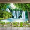 Waterfalls Wallpaper Green Grass Forest Murals Living Room Bedroom Wall Mural Of Waterfall