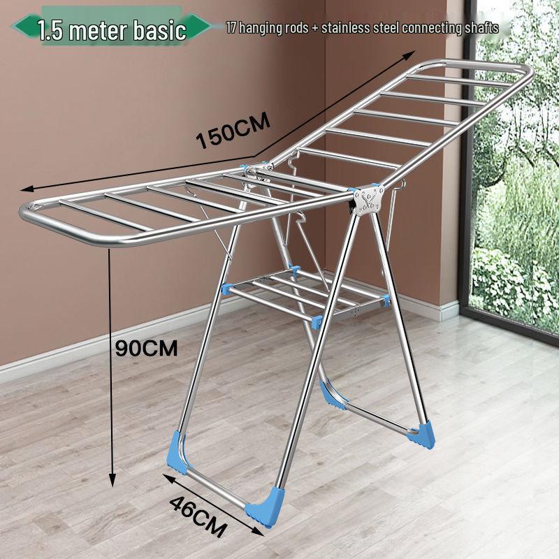 Foldable Stainless Steel Clothes Rack for Indoor/Outdoor Use