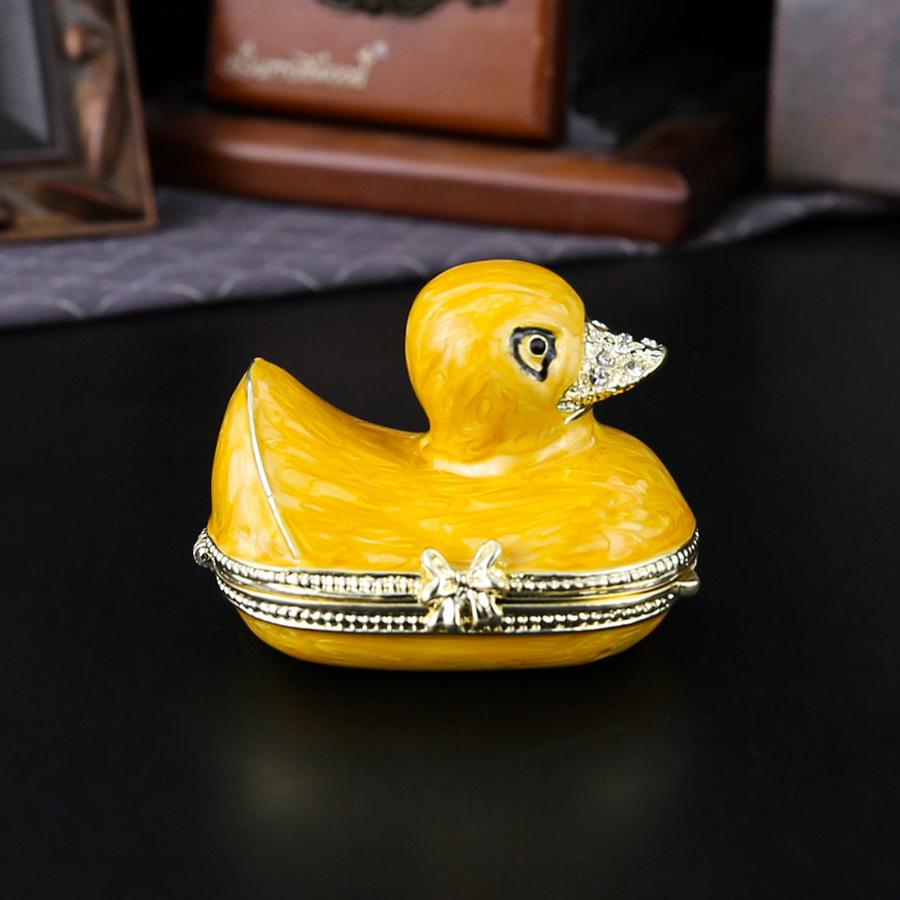 Enamel diamond-encrusted duck jewelry box, household entrance, living room ornament, stud earrings, jewelry storage, flip cover, anti-gray.