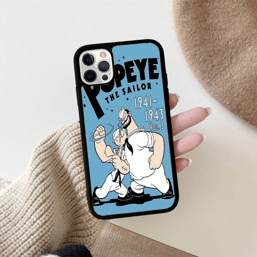 Classic P-Popeye Comics Animation Phone Case For Iphone 11 12 13 14 15 Pro Max 17 16 Plus Hard PC+TPU Back Cover