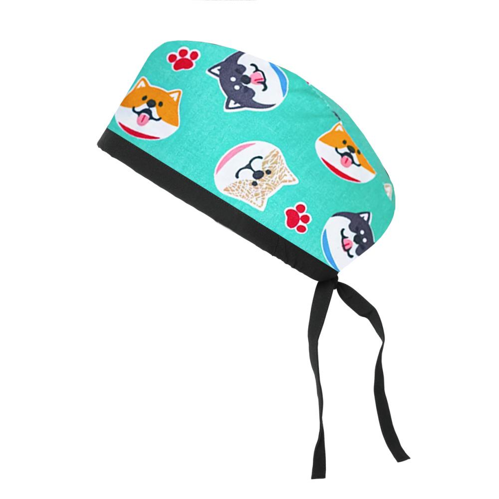 Adjustable Cotton Surgical Cap with Cartoon Print for Women and Men