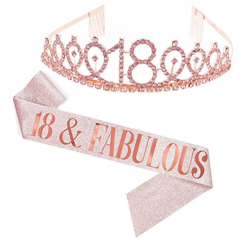 Fashion Alloy Digital Crown Headband Rhinestone Birthday Crown Headband Bachelor Party Prom Headdress Hair Accessories
