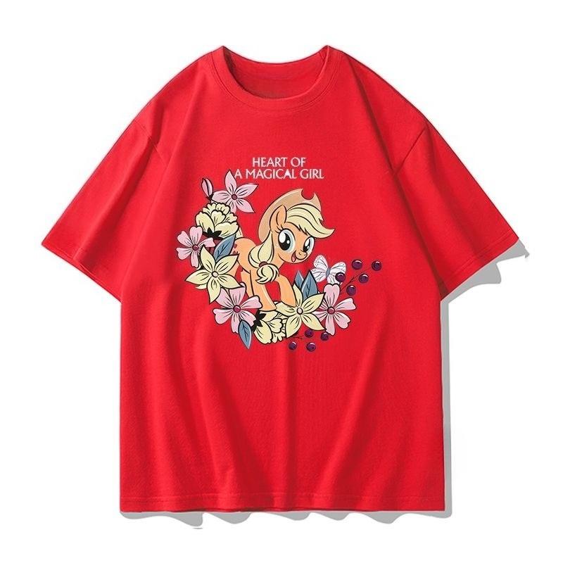 

2026 summer new New cotton shortsleeved Tshirt for cartoonstyle Little Pony style relaxed fit loungewear style shirt S