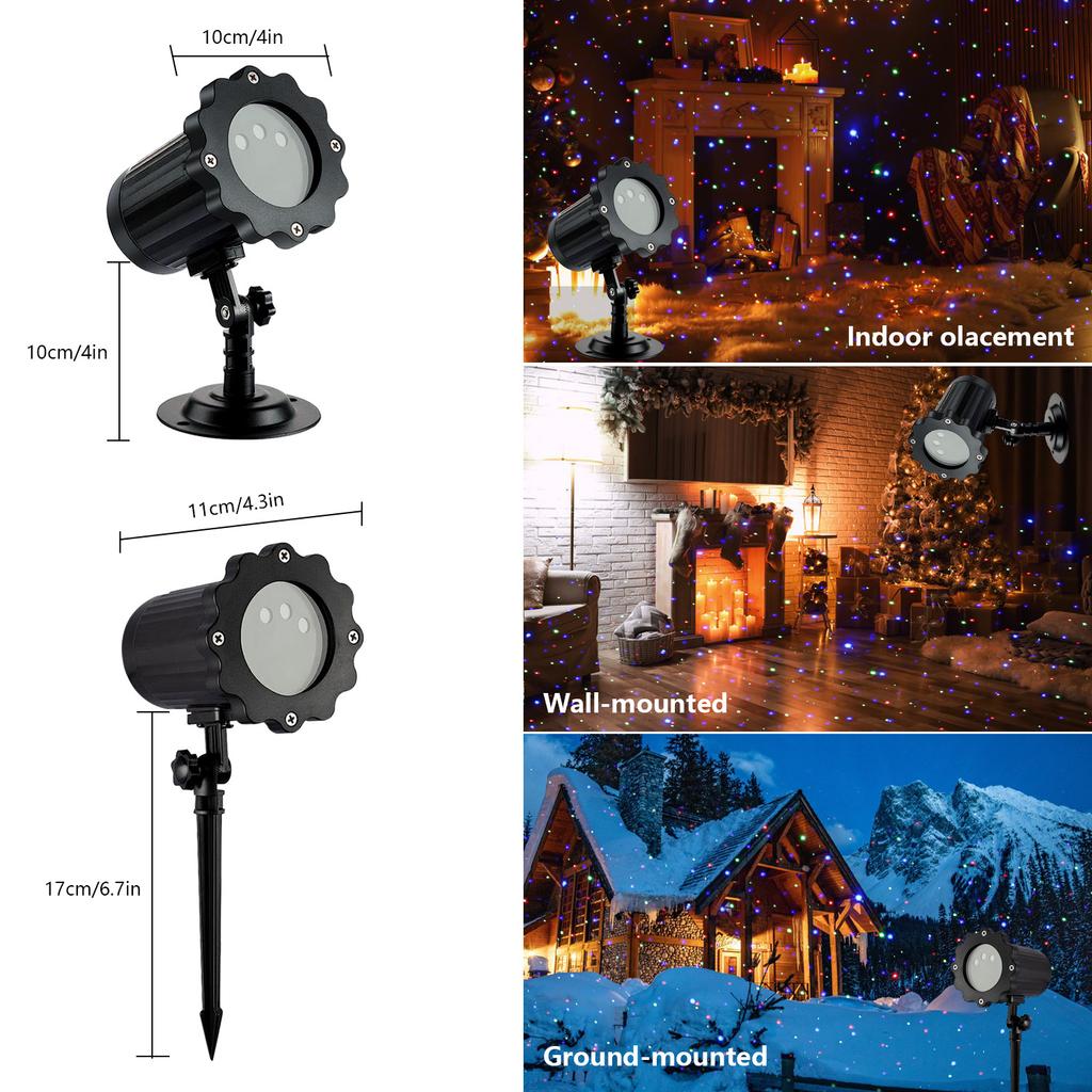 Outdoor RGB Laser Projector Lights, Moving 3 Color Starry Sky & Firefly Effects Projection Light with RF Control, IP65 Outdoor Holiday Landscape Decor