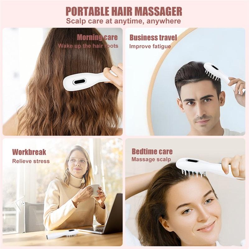 Smart Sonic High Frequency Hair Comb with Colorful Light Microcurrent Head Massager Tooth Rolling Massage Hair Care Device