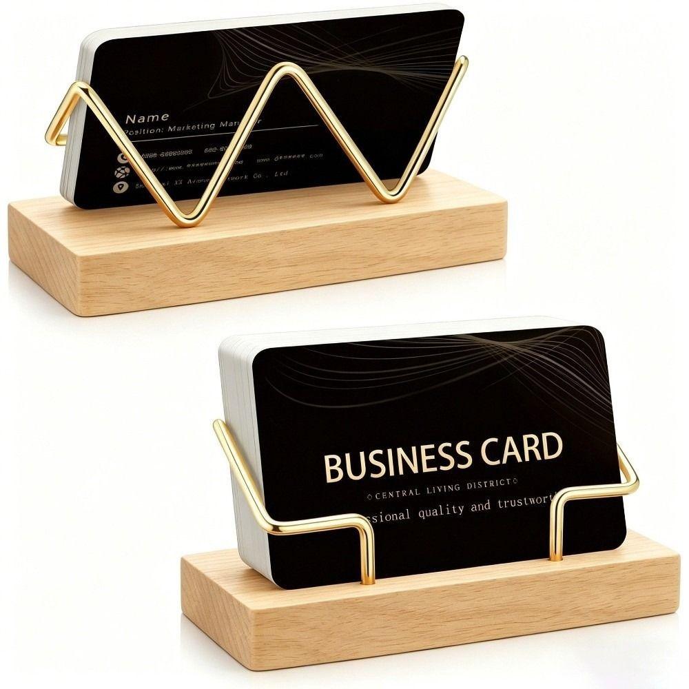 Metal Wood Combined Name Card Stand Multiple Styles Desktop Card Holder  Office