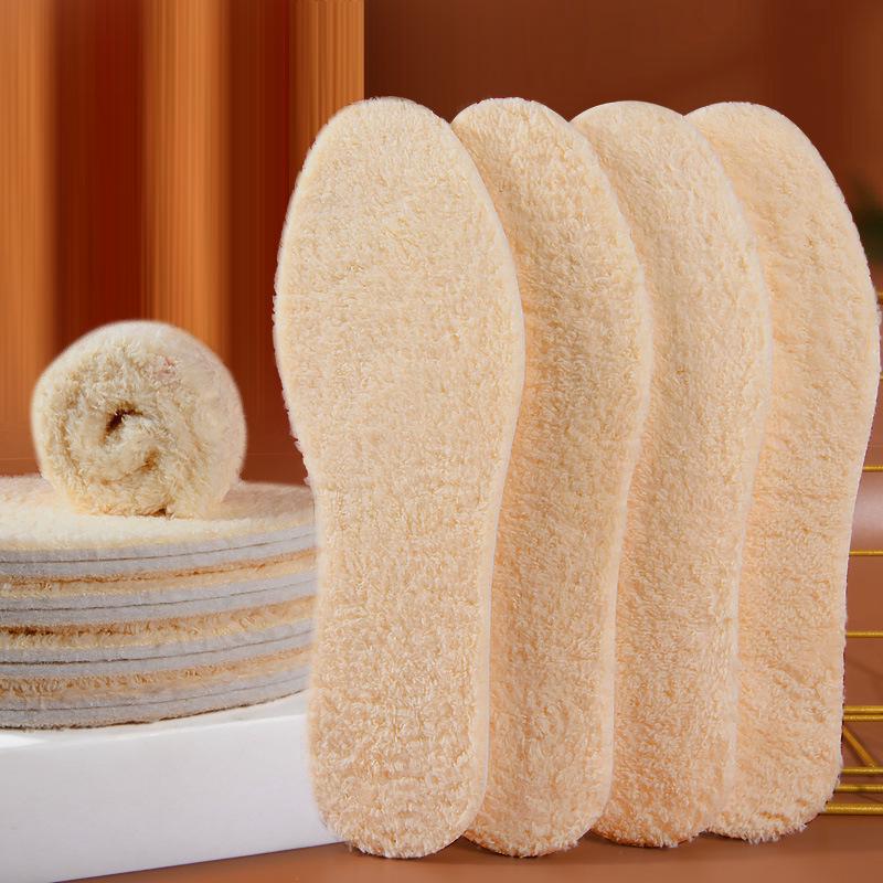 Men's Plush Thickened Shock-absorbing Insole - Warm, Breathable, Deodorizing, Sweat-absorbing for Winter Sports.