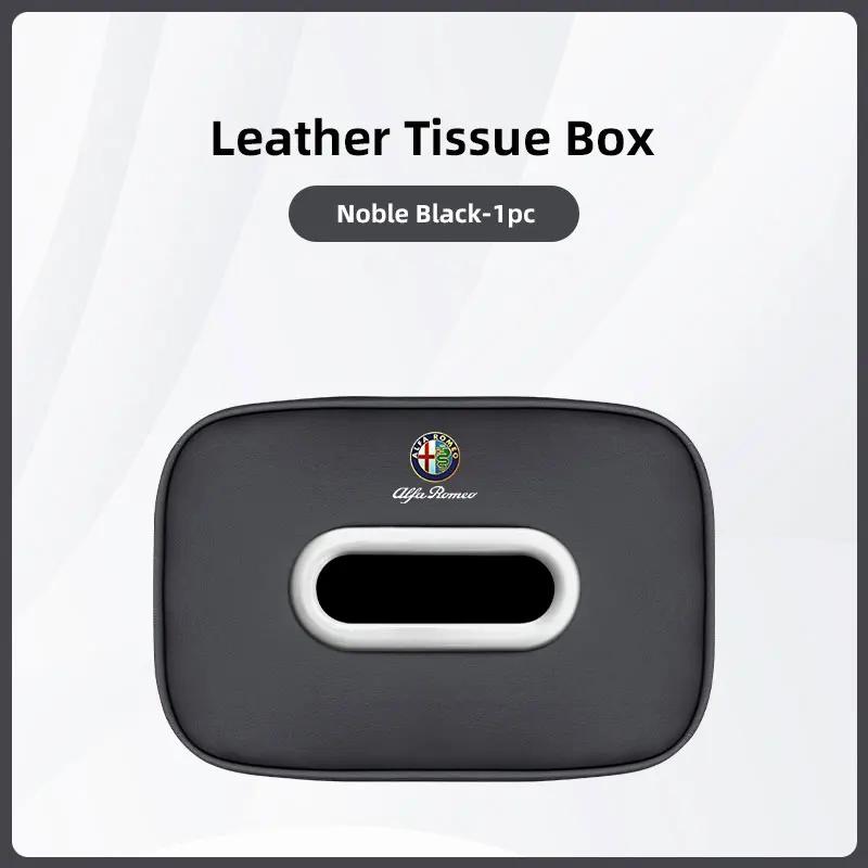 

For Alfa Romeo 2026 Hot Sticker Car Tissue Box Holder Leather Car Armrest Napkin Case Sun Visor Backseat Bag For Alfa Romeo 4C 1