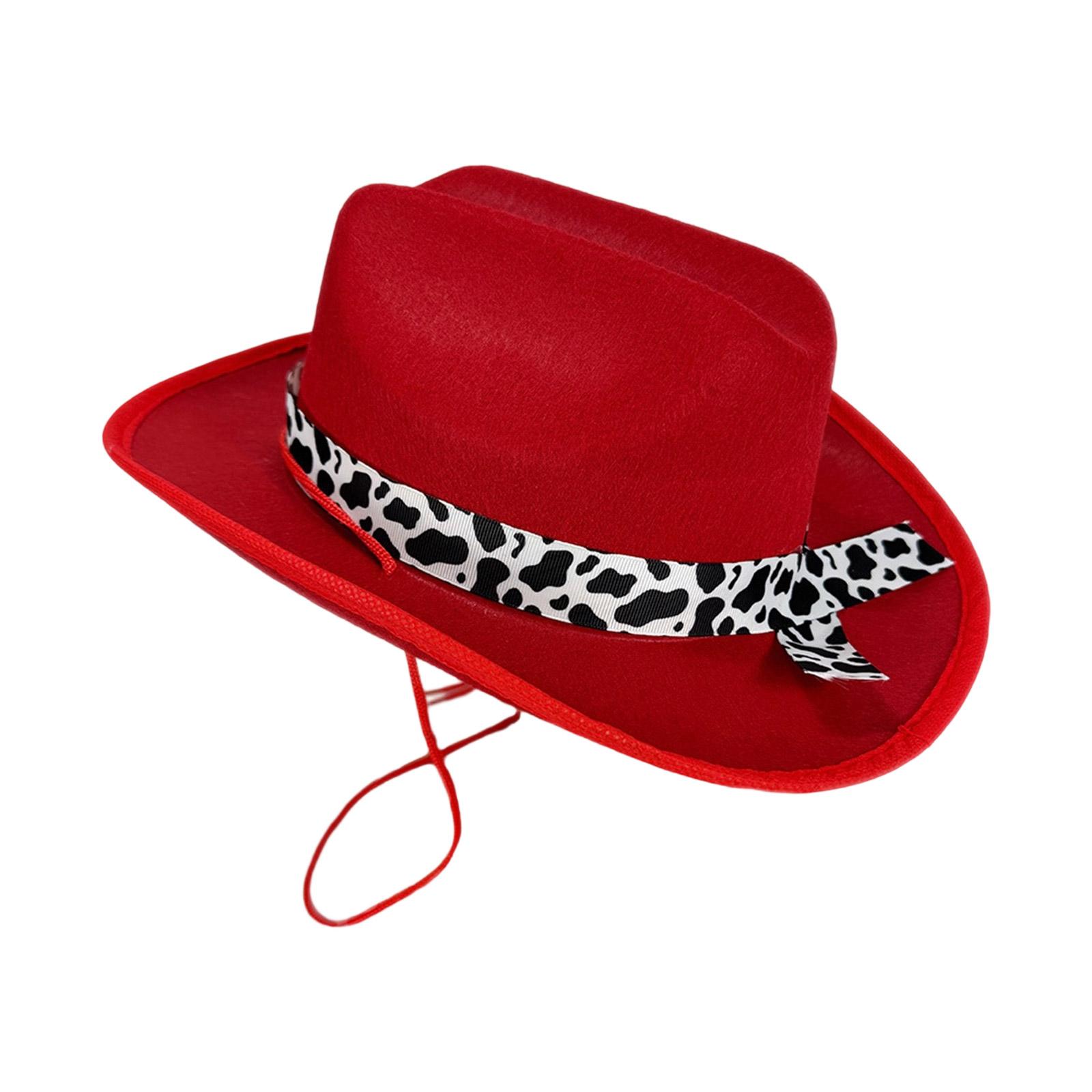 

Whimsical Cow Print Detailing Kids Cowboy Headwear Breathable Adjustable Fit Photo Props красный