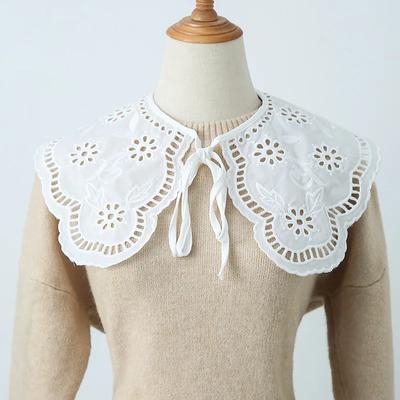 Female Fake Collars Shawl Doll False Collar for Women Girls Hollow Out Lace Detachable Collar Half Shirt Lapel Blouse Scarf