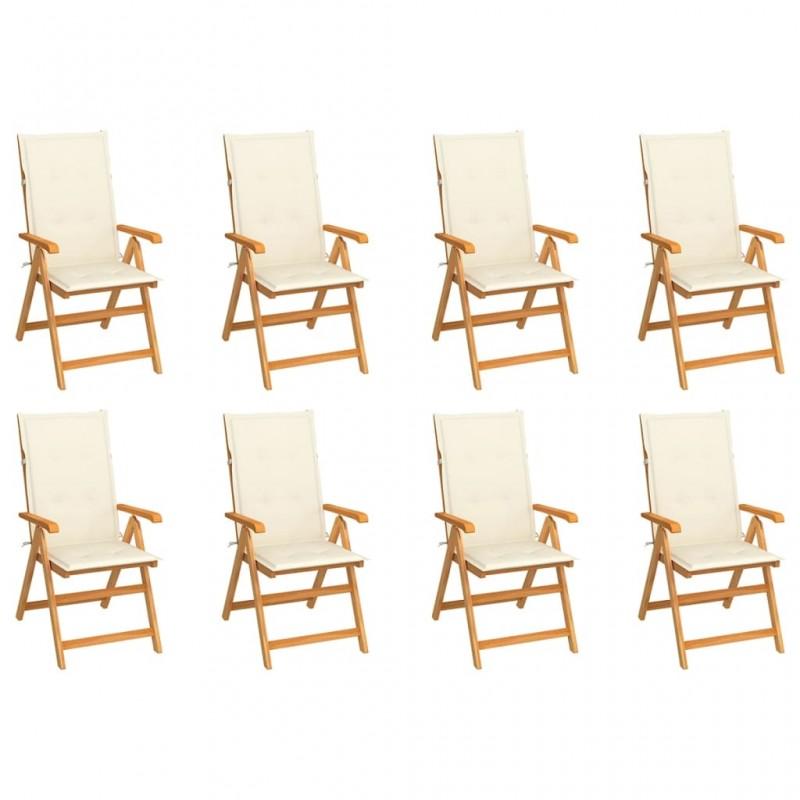 Day and Night - Day and Night Reclining Garden Chairs with Cushions 8 Pcs Solid Teak