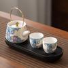 Enamel Cloisonn É Silver Tea Set High End Household Set of 1 Pot and 2 Cups Small Ceramic Kung Fu Teapot Tea Cup for Two People