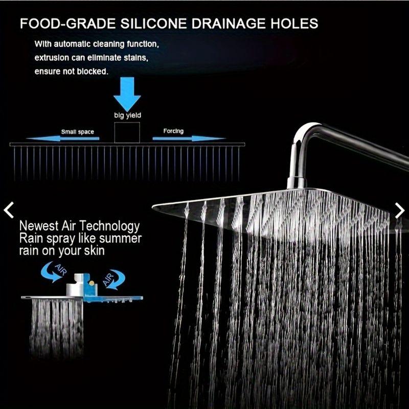 

Rain Shower Head 8inch Large Top Spray Square Shower Head 304 Stainless Steel Ultra-Thin Powerful High-Pressure Bathroom Shower Head Easy to Install 8 inch