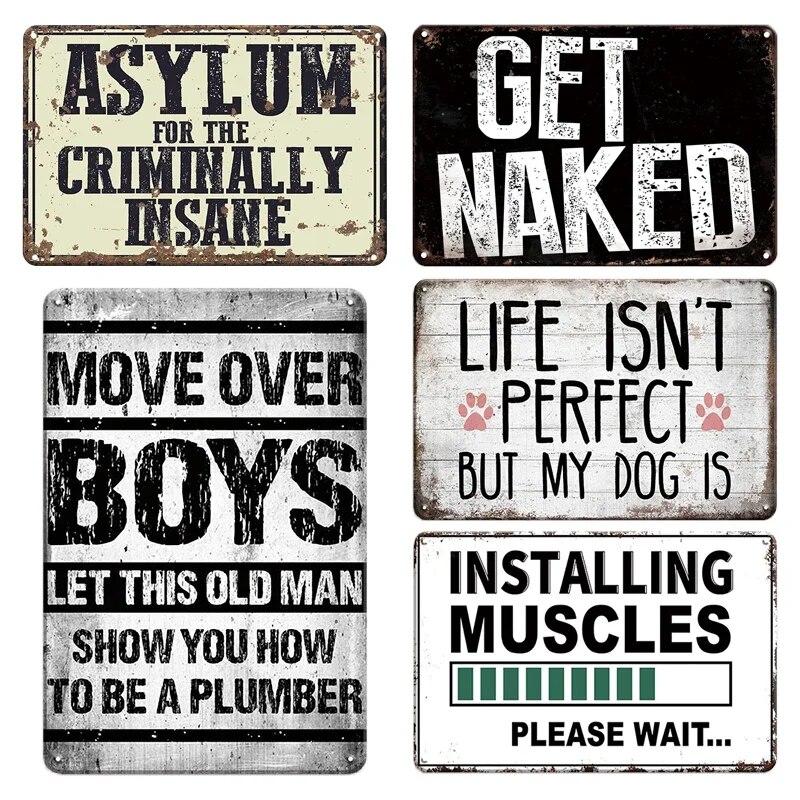 Retro Funny Sentence Tin Sign Decorative Vintage Plaque Metal Sign Decor Metal Plate for Garage Man Cave Bar Pub Home Wall Decor