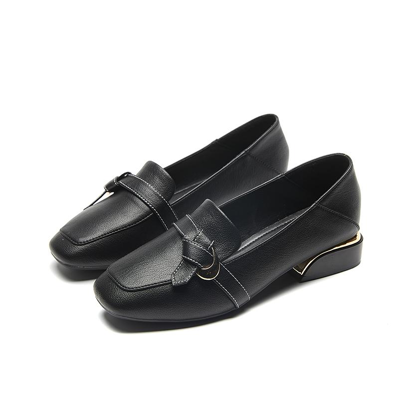 

Маленькие кожаные туфли, женские корейские версии, универсальные новые туфли на одной платформе, толстый каблук, французский темперамент, квадратный носок, не уставшие ноги, высокие каблуки 36