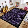 Purple Black Gothic Carpet Mat Rug with White Bat Skull Pattern Spooky Non-slip Home Decoration Living Room Bedroom Indoor Rug