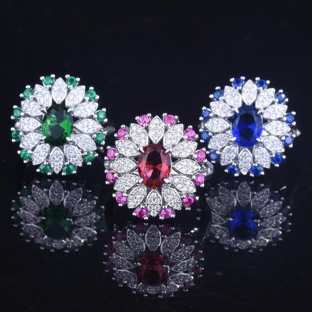European and American Light Luxury Sapphire Open Ring for Women