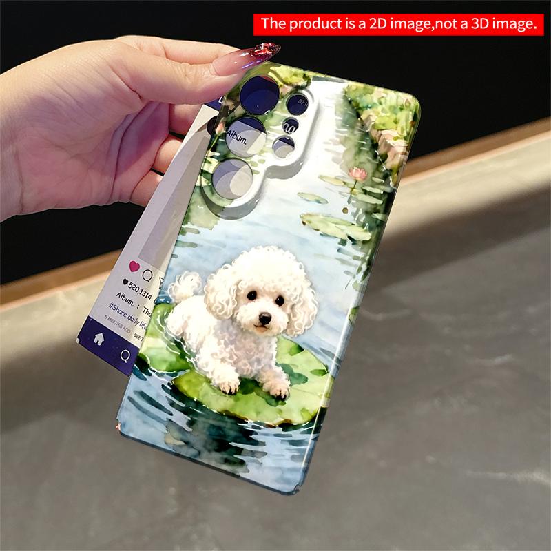 2DFlat Samsung phone case White Poodle on Lotus Leaf Watercolor Art Phone Case Applicable to Galaxy S22 S23 S24 S25ULTRA S26 A12 A13 A14 A15 A16