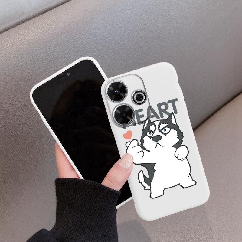 

Мягкий силиконовый чехол Husky Dog для Samsung A55 M35 S24 Redmi Note 13 Pro 13C 14 Xiaomi Poco C65 iPhone Huawei Honor 200 Realme Camera Противоударный чехол Realme 12 5G белый