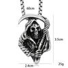 Skeleton Death Reaper Scythe Pendant Necklace, Mighty Titanium Steel Punk Trendy Men's Pendant