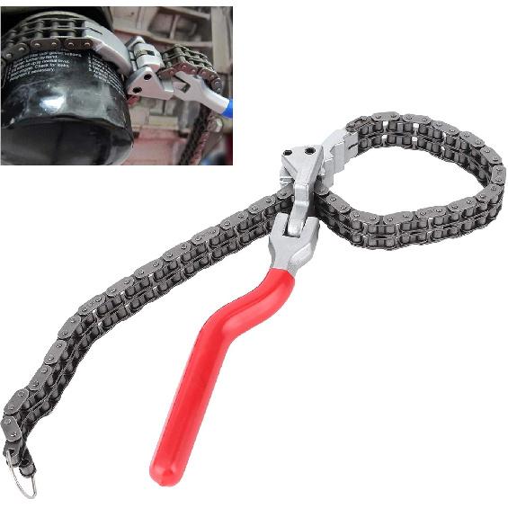 Oil Filter Wrench,Acouto Chain Wrench Spanner 13.8in Long Handle Adjustable Oil Filter Spanner,Auto Car Repairing Tool Removal Hand Tool Self