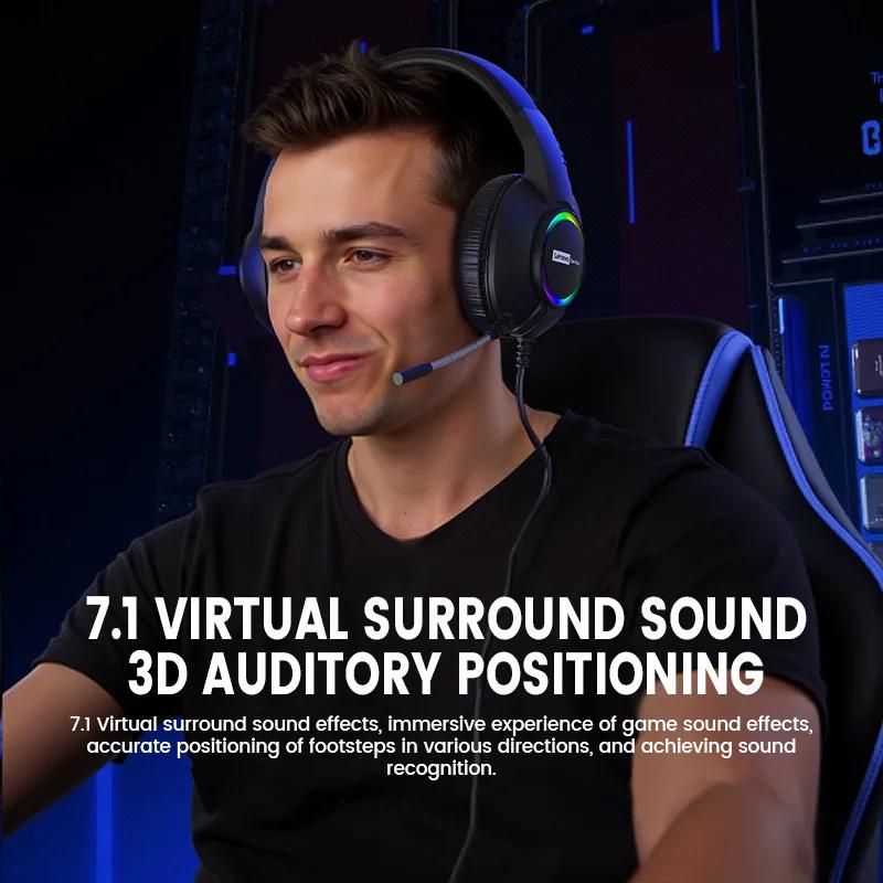 Lenovo E08 Esports Gaming Headset for PC Laptops 7.1 Surround Sound Wired Headphones Low Game Latency Earburds Gift