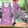 Suya Flower Print Yoga Outfit for Women Fashion Workout Leggings Fitness Sports Casual Yoga Set Sports Suit