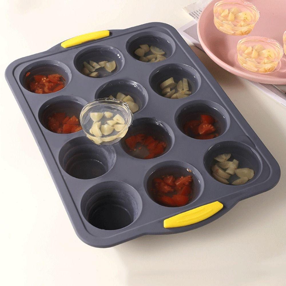 12 Holes Muffin Dessert Tray Reusable Mini Baking Molds Silicone Cake Mold  Baking Muffins